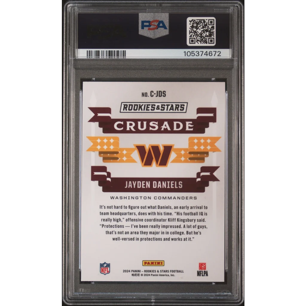 PSA Graded Jayden Daniels 2024 Panini Crusade Red Plaid Rookie Card image