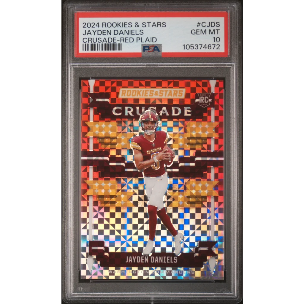 PSA graded 2024 Panini Rookies & Stars Crusade Red Plaid Jayden Daniels football card