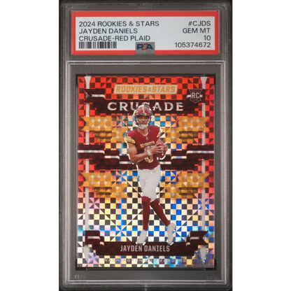 PSA graded 2024 Panini Rookies & Stars Crusade Red Plaid Jayden Daniels football card