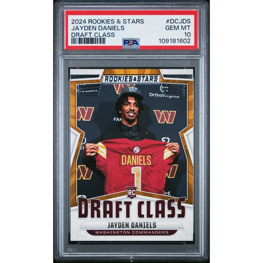 Graded 2024 Panini Rookies & Stars Jayden Daniels #DCJDS Draft Class Rookie RC Football Card PSA 10 Gem Mint | Hall of Fame Sports Memorabilia | vintageantiquesgifts.com