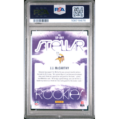 Graded PSA 10 2024 Panini Rookies & Stars JJ McCarthy Purple White Stellar Rookie Card