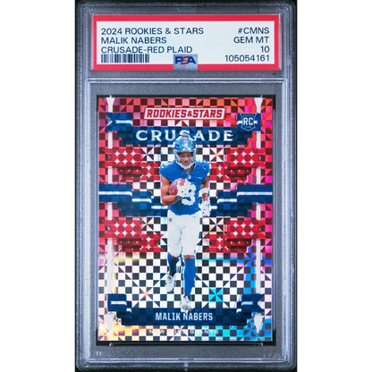 Graded 2024 Panini Rookies & Stars Malik Nabers #CMNS Crusade Red Plaid Rookie RC Football Card PSA 10 Gem Mint | Hall of Fame Sports Memorabilia | vintageantiquesgifts.com