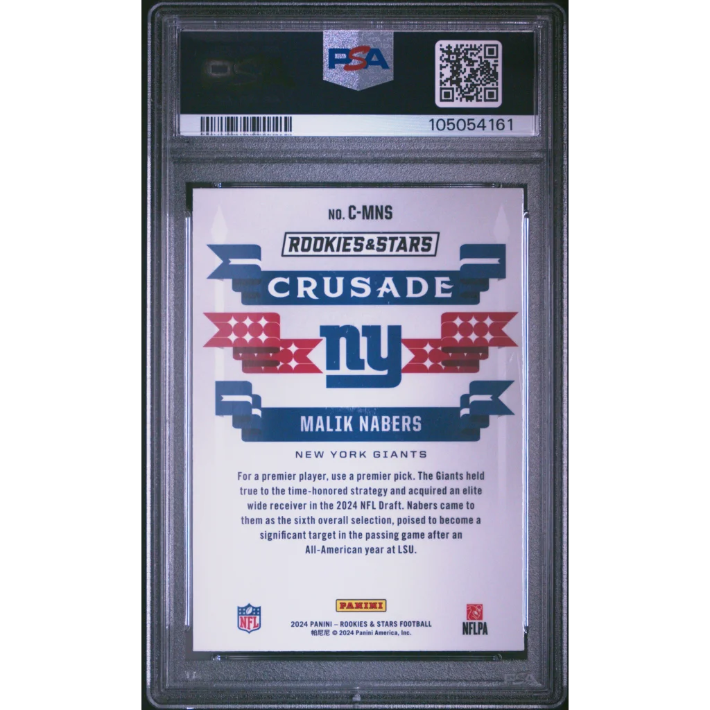 Graded 2024 Panini Rookies & Stars Malik Nabers #CMNS Crusade Red Plaid Rookie RC Football Card PSA 10 Gem Mint | PSA 10 Gem Mint Graded Rookie Card | vintageantiquesgifts.com