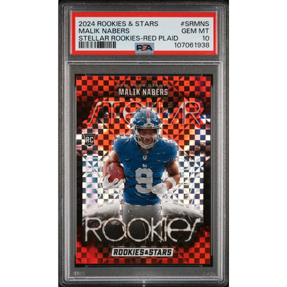 Graded 2024 Panini Rookies & Stars Malik Nabers #SRMNS Stellar Rookies Red Plaid Rookie RC Football Card PSA 10 Gem Mint | Hall of Fame Sports Memorabilia | vintageantiquesgifts.com