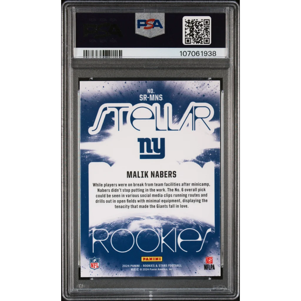 Graded 2024 Panini Rookies & Stars Malik Nabers #SRMNS Stellar Rookies Red Plaid Rookie RC Football Card PSA 10 Gem Mint | PSA 10 Gem Mint Graded Rookie Card | vintageantiquesgifts.com