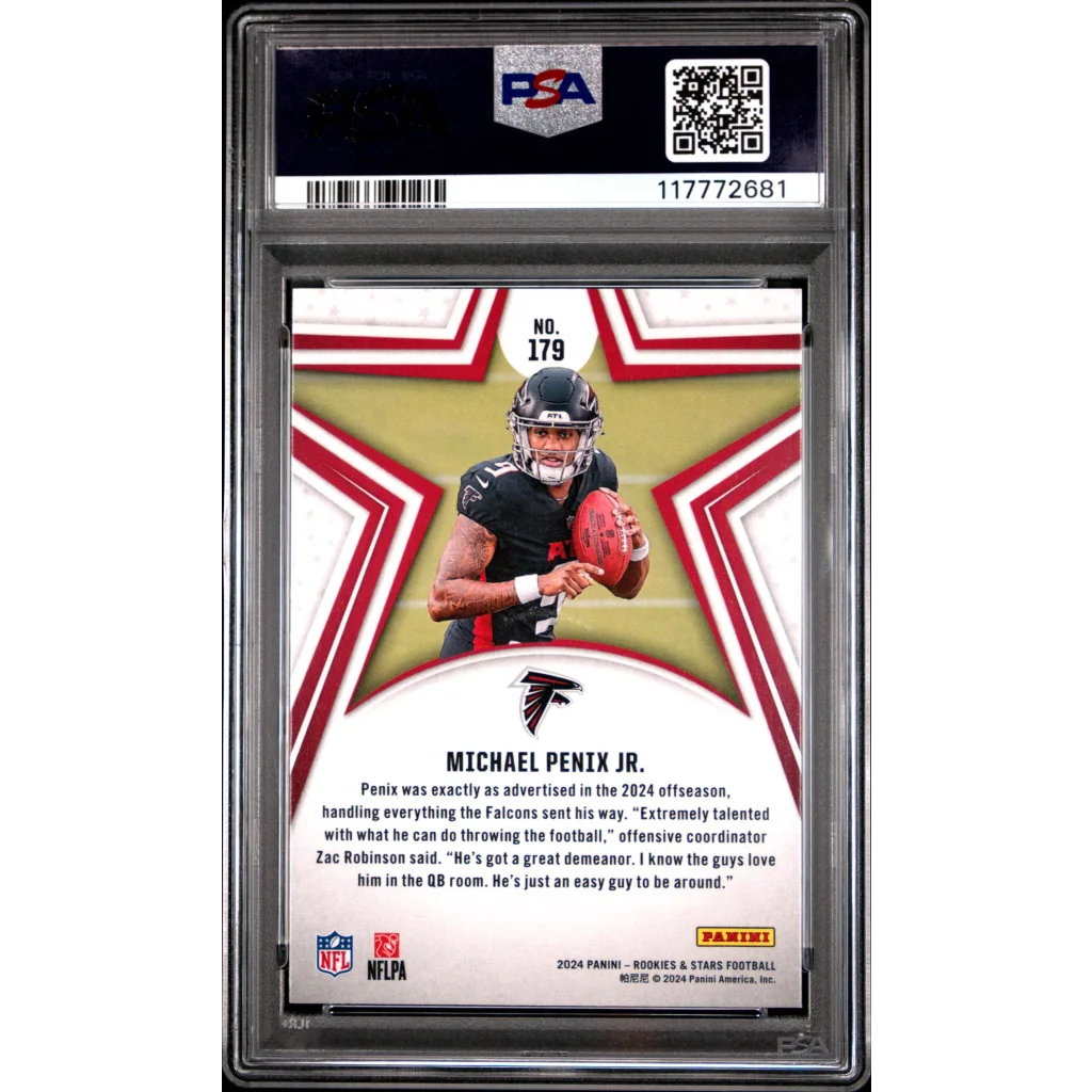 Graded 2024 Panini Rookies & Stars Michael Penix Jr #179 Red Rookie RC Football Card PSA 10 Gem Mint