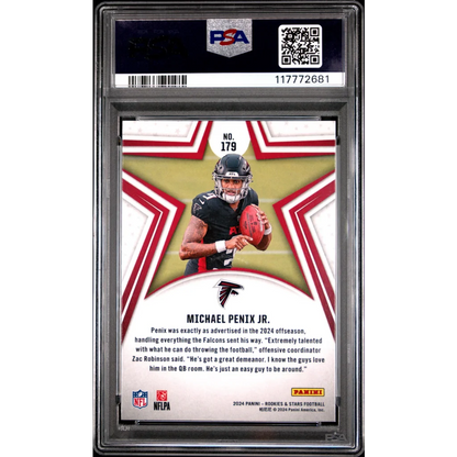Graded 2024 Panini Rookies & Stars Michael Penix Jr #179 Red Rookie RC Football Card PSA 10 Gem Mint