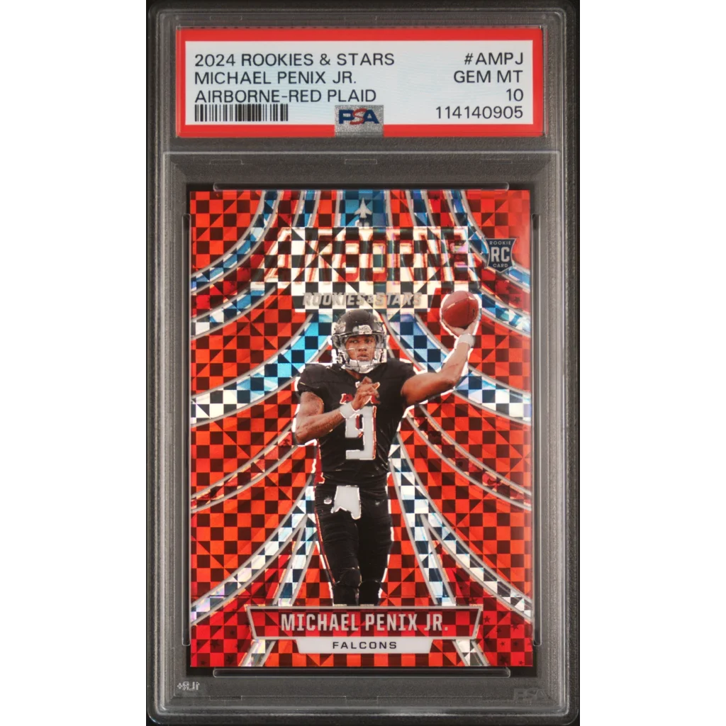 Graded 2024 Panini Rookies & Stars Michael Penix Jr #AMPJ Airborne Red Plaid Rookie RC Football Card PSA 10 Gem Mint | Hall of Fame Sports Memorabilia | vintageantiquesgifts.com