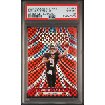 Graded 2024 Panini Rookies & Stars Michael Penix Jr #AMPJ Airborne Red Plaid Rookie RC Football Card PSA 10 Gem Mint | Hall of Fame Sports Memorabilia | vintageantiquesgifts.com