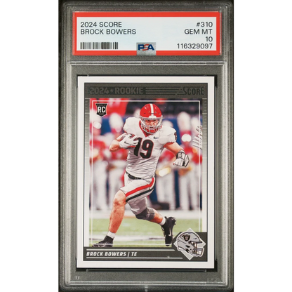 Graded 2024 Panini Score Brock Bowers #310 Rookie RC Football Card PSA 10 Gem Mint | Hall of Fame Sports Memorabilia | vintageantiquesgifts.com