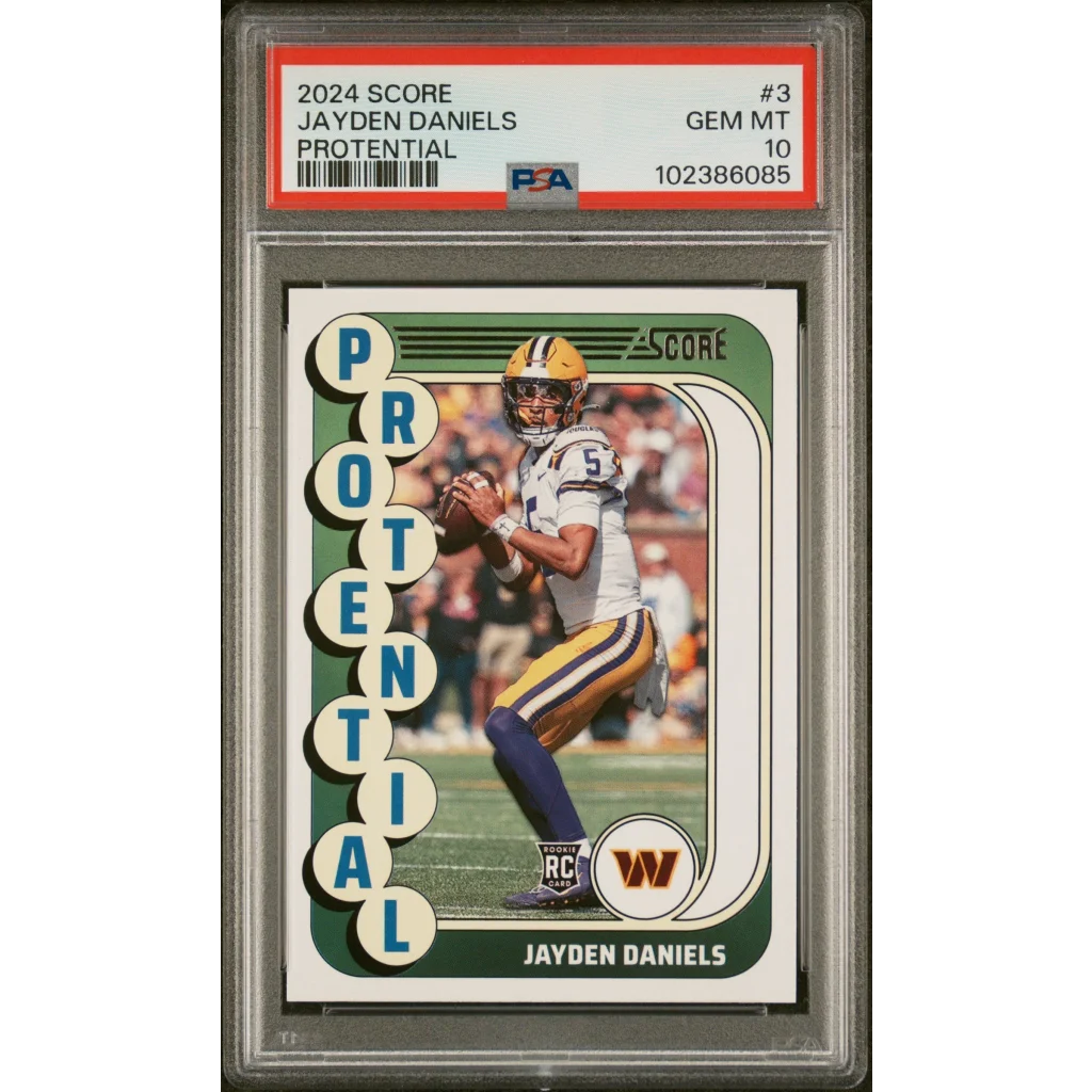 PSA graded Jayden Daniels 2024 Score Protential rookie football card in good condition