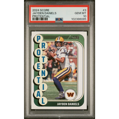 PSA graded Jayden Daniels 2024 Score Protential rookie football card in good condition