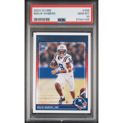 PSA graded Malik Nabers 2024 Score rookie card in action pose