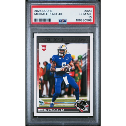 Graded 2024 Panini Score Michael Penix Jr #323 Rookie RC Football Card PSA 10 Gem Mint | Hall of Fame Sports Memorabilia | vintageantiquesgifts.com