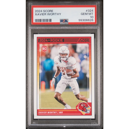PSA graded 2024 Score Xavier Worthy football rookie card in product image
