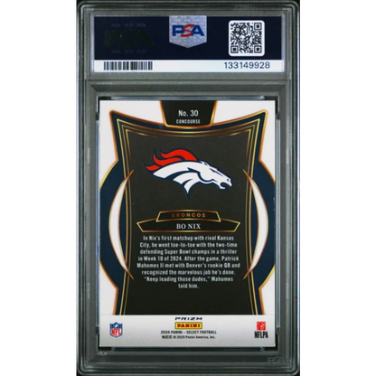 Graded 2024 Panini Select Bo Nix #30 Black Green Shock Rookie RC Football Card PSA 10 Gem Mint | PSA 10 Gem Mint Graded Rookie Card | vintageantiquesgifts.com