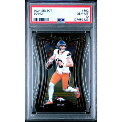 Graded 2024 Panini Select Bo Nix #382 Rookie RC Football Card PSA 10 Gem Mint | Hall of Fame Sports Memorabilia | vintageantiquesgifts.com