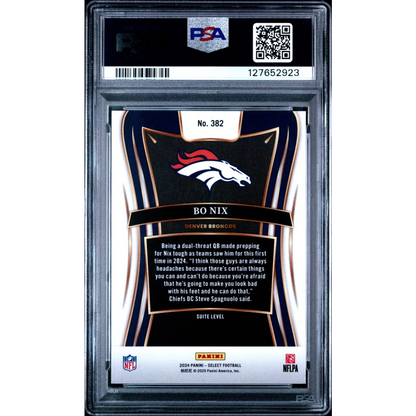 Graded 2024 Panini Select Bo Nix #382 Rookie RC Football Card PSA 10 Gem Mint | PSA 10 Gem Mint Graded Rookie Card | vintageantiquesgifts.com