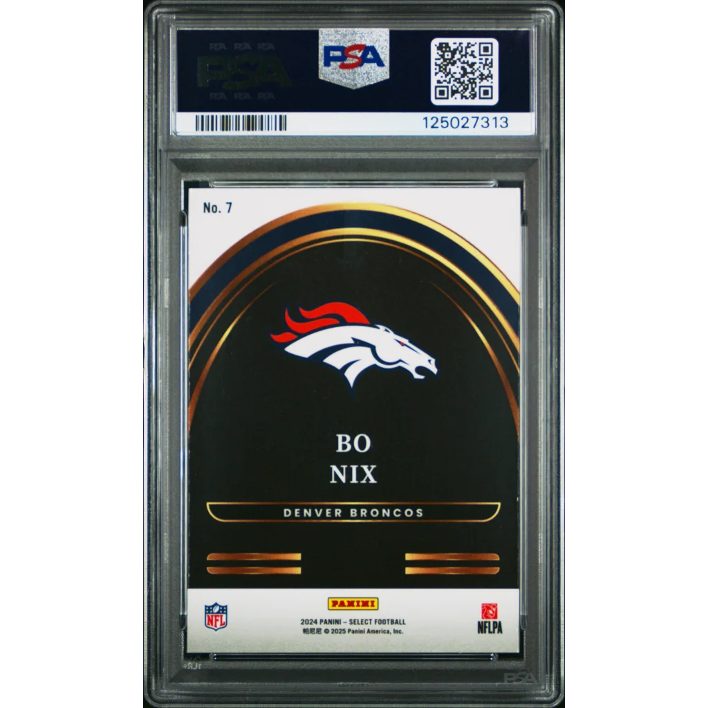 Graded 2024 Panini Select Bo Nix 7 Select Future Rookie RC Football Card PSA 10 Gem Mint | PSA 10 Gem Mint Graded Rookie Card | vintageantiquesgifts.com