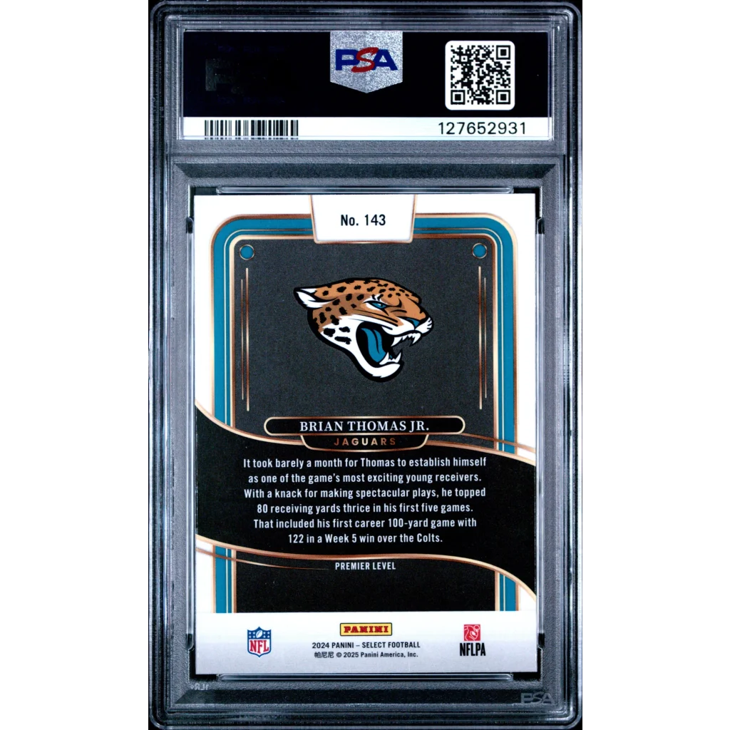 Graded 2024 Panini Select Brian Thomas Jr. #143 Rookie RC Football Card PSA 9 Mint | PSA 9 Mint Graded Rookie Card | vintageantiquesgifts.com