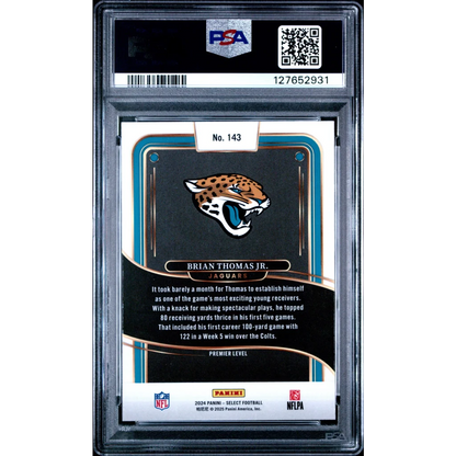 Graded 2024 Panini Select Brian Thomas Jr. #143 Rookie RC Football Card PSA 9 Mint | PSA 9 Mint Graded Rookie Card | vintageantiquesgifts.com