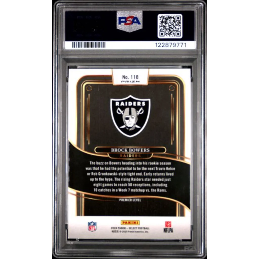 Graded 2024 Panini Select Brock Bowers #118 Red & Blue Shock Rookie RC Football Card PSA 10 Gem Mint | PSA 10 Gem Mint Graded Rookie Card | vintageantiquesgifts.com