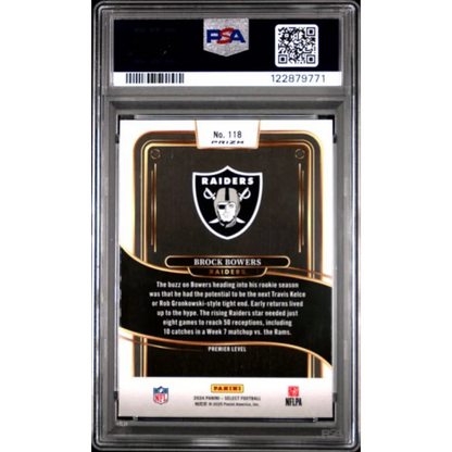 Graded 2024 Panini Select Brock Bowers #118 Red & Blue Shock Rookie RC Football Card PSA 10 Gem Mint | PSA 10 Gem Mint Graded Rookie Card | vintageantiquesgifts.com