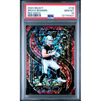 Graded 2024 Panini Select Brock Bowers #118 Red Disco /49 Rookie RC Football Card PSA 10 Gem Mint | Hall of Fame Sports Memorabilia | vintageantiquesgifts.com