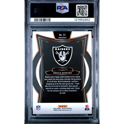 Graded 2024 Panini Select Brock Bowers #31 Rookie RC Football Card PSA 10 Gem Mint | PSA 10 Gem Mint Graded Rookie Card | vintageantiquesgifts.com