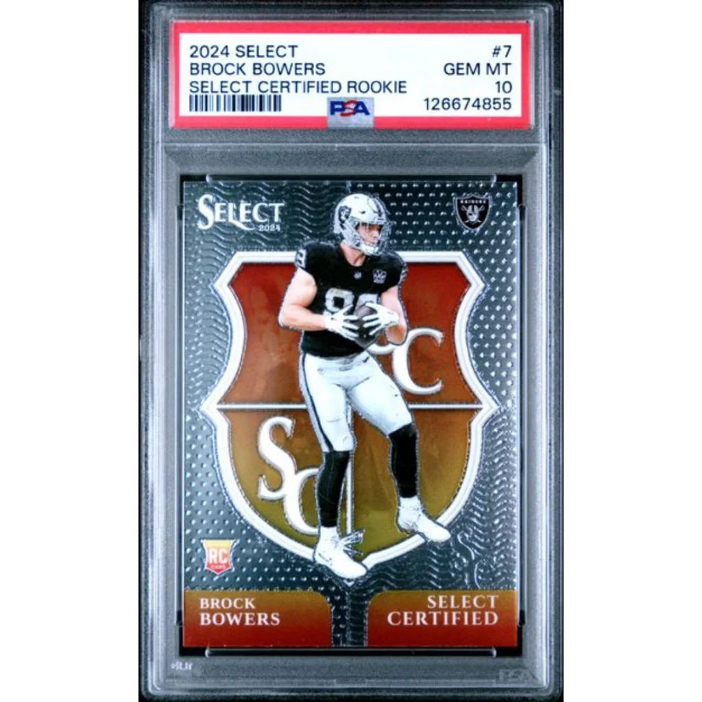 Graded 2024 Panini Select Brock Bowers #7 Select Certified Rookies Rookie RC Football Card PSA 10 Gem Mint | Hall of Fame Sports Memorabilia | vintageantiquesgifts.com