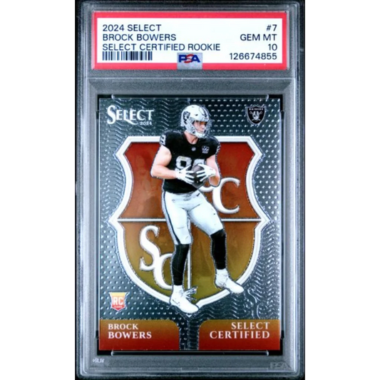 Graded 2024 Panini Select Brock Bowers #7 Select Certified Rookies Rookie RC Football Card PSA 10 Gem Mint | Hall of Fame Sports Memorabilia | vintageantiquesgifts.com