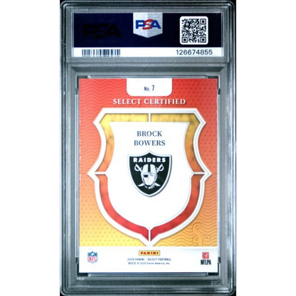 Graded 2024 Panini Select Brock Bowers #7 Select Certified Rookies Rookie RC Football Card PSA 10 Gem Mint | PSA 10 Gem Mint Graded Rookie Card | vintageantiquesgifts.com