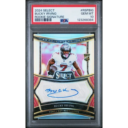 Graded PSA 10 2024 Panini Select Bucky Irving Rookie Signature /399 RC card