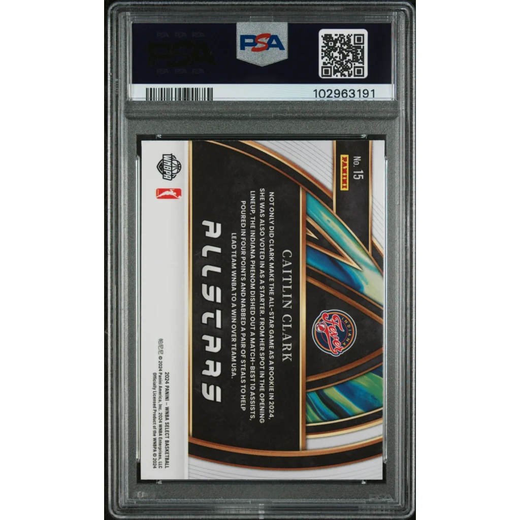 Graded 2024 Panini Select Caitlin Clark #15 All Stars Rookie RC Basketball Card PSA 10 Gem Mint | PSA 10 Gem Mint Graded Rookie Card | vintageantiquesgifts.com