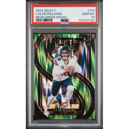 Graded PSA 10 2024 Panini Select Caleb Williams Neon Green /499 Rookie Card