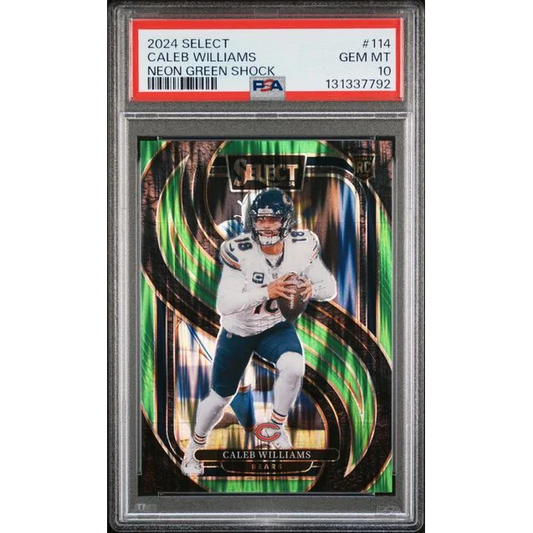 Graded PSA 10 2024 Panini Select Caleb Williams Neon Green /499 Rookie Card