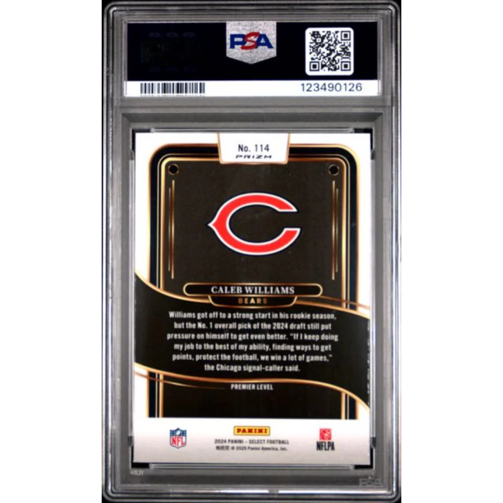 Graded 2024 Panini Select Caleb Williams #114 Silver Prizm Rookie RC Football Card PSA 10 Gem Mint | PSA 10 Gem Mint Graded Rookie Card | vintageantiquesgifts.com