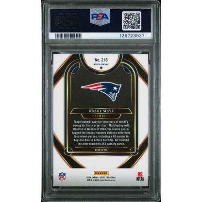 Graded 2024 Panini Select Drake Maye #218 Green & Yellow Shock Rookie RC Football Card PSA 10 Gem Mint | PSA 10 Gem Mint Graded Rookie Card | vintageantiquesgifts.com