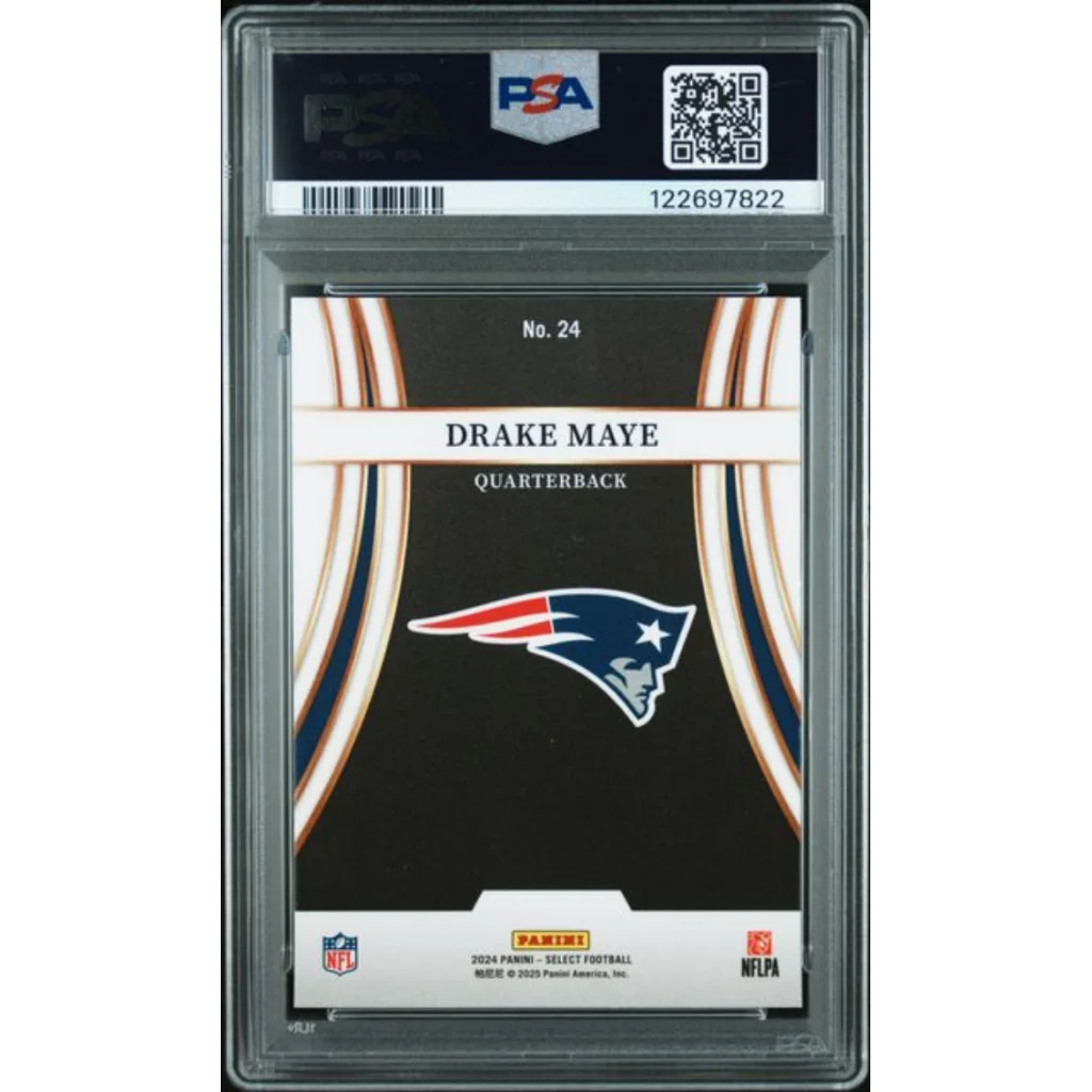 Graded 2024 Panini Select Drake Maye #24 Turbocharged Rookie RC Football Card PSA 10 Gem Mint | PSA 10 Gem Mint Graded Rookie Card | vintageantiquesgifts.com