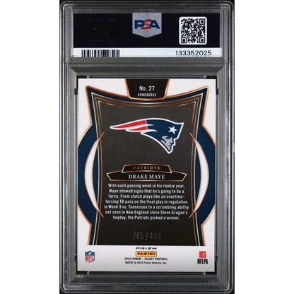 Graded 2024 Panini Select Drake Maye #27 /499 Orange Shock Rookie RC Football Card PSA 10 Gem Mint | PSA 10 Gem Mint Graded Rookie Card | vintageantiquesgifts.com