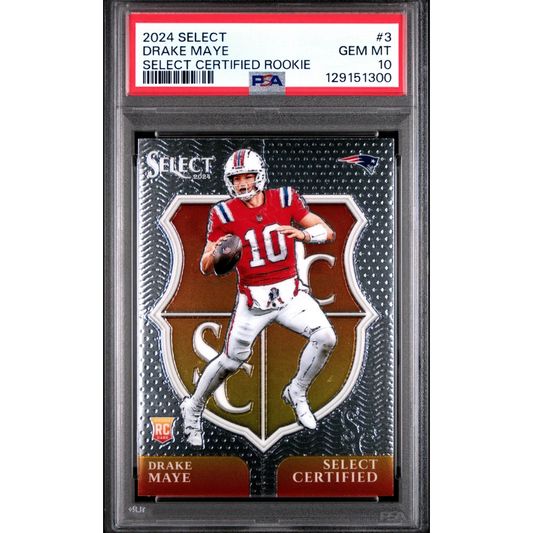 PSA graded Drake Maye 2024 rookie football card gem