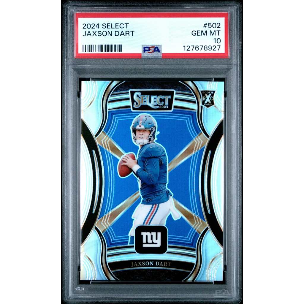 Graded 2024 Panini Select Jaxson Dart #502 XRC Silver Prizm Rookie RC Football Card PSA 10 Gem Mint | Hall of Fame Sports Memorabilia | vintageantiquesgifts.com