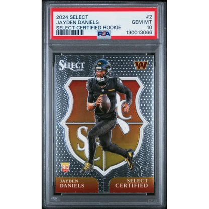 Graded 2024 Panini Select Jayden Daniels rookie PSA 10 gem mint card