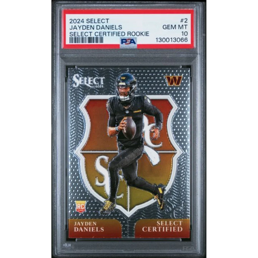 Graded 2024 Panini Select Jayden Daniels rookie PSA 10 gem mint card