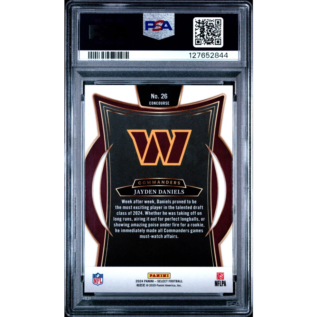 Graded PSA 10 2024 Panini Select Jayden Daniels #26 Rookie RC Card