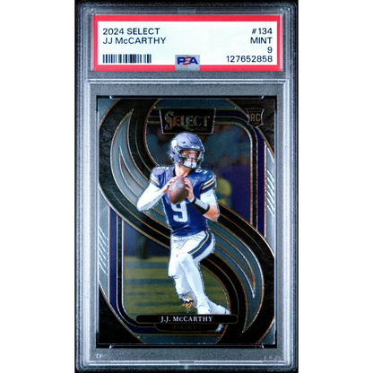 Graded 2024 Panini Select JJ McCarthy 134 Rookie RC PSA 9 Mint card