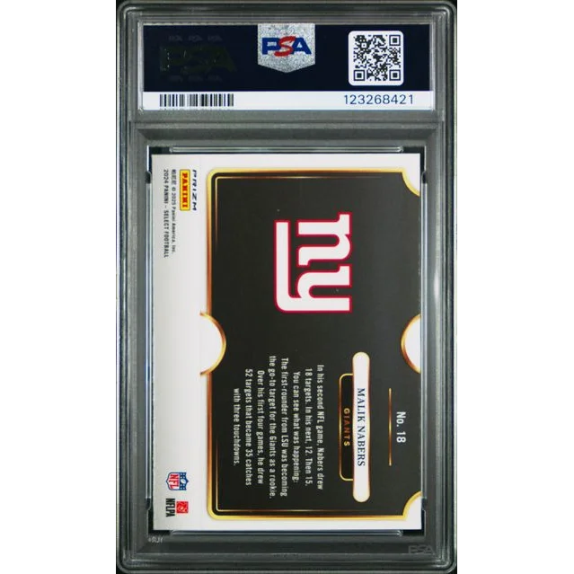 Graded 2024 Panini Select Malik Nabers #18 Snapshots Prizm Rookie RC Football Card PSA 10 Gem Mint | PSA 10 Gem Mint Graded Rookie Card | vintageantiquesgifts.com