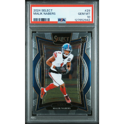Graded 2024 Panini Select Malik Nabers #29 Rookie RC Football Card PSA 10 Gem Mint | Hall of Fame Sports Memorabilia | vintageantiquesgifts.com
