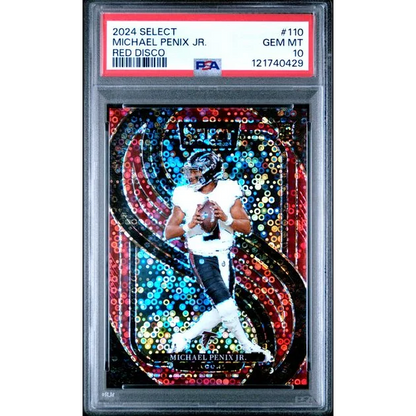 Graded 2024 Panini Select Michael Penix Jr #110 /49 Red Disco Rookie RC Football Card PSA 10 Gem Mint | Hall of Fame Sports Memorabilia | vintageantiquesgifts.com