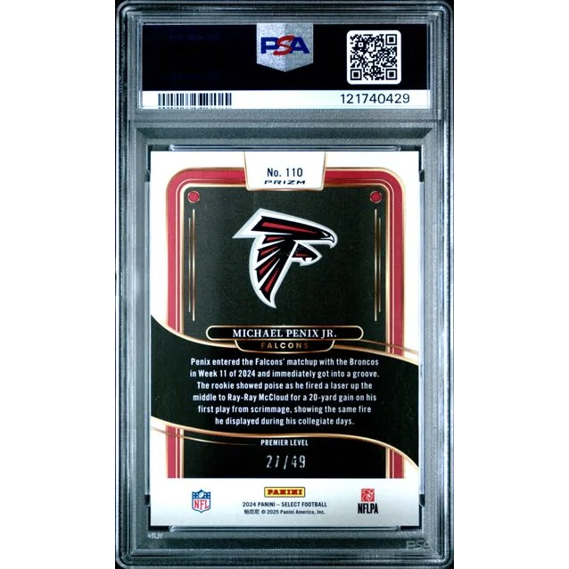 Graded 2024 Panini Select Michael Penix Jr #110 /49 Red Disco Rookie RC Football Card PSA 10 Gem Mint | PSA 10 Gem Mint Graded Rookie Card | vintageantiquesgifts.com